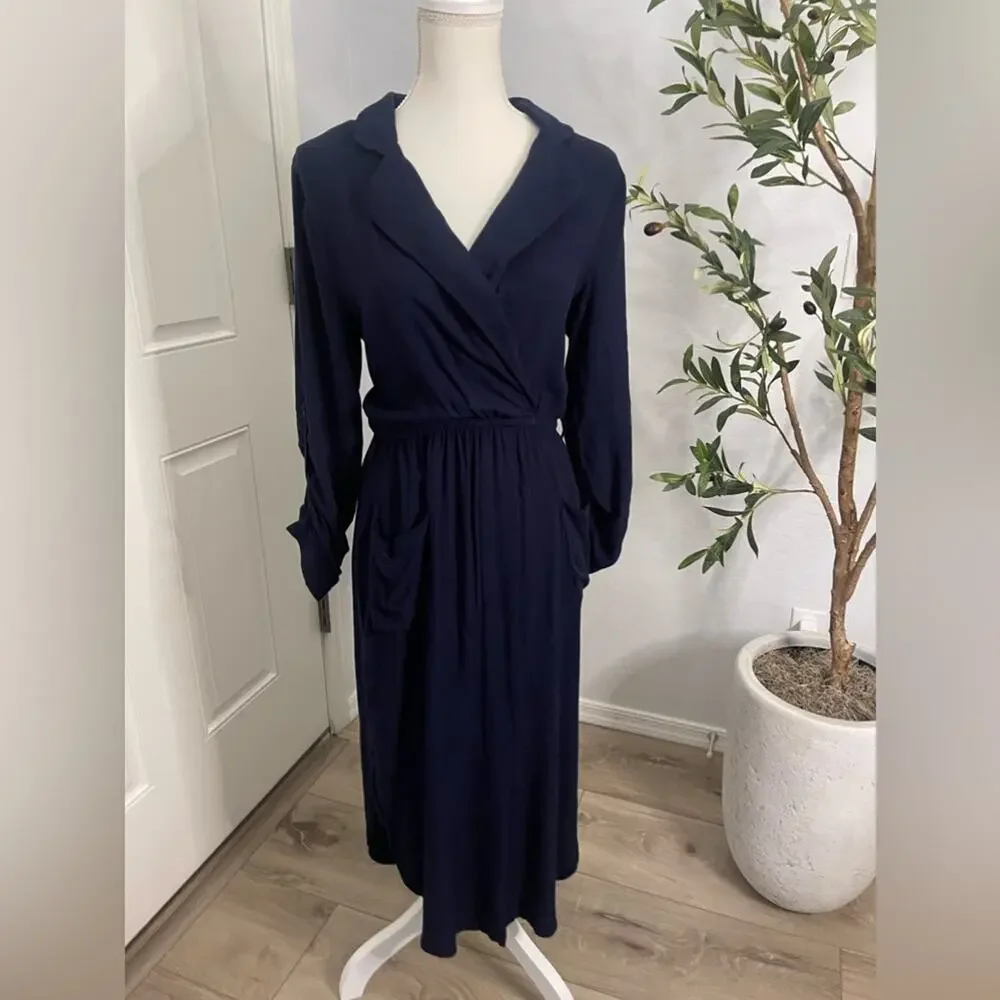 Collared, Pocketed Midi Dress by Venus